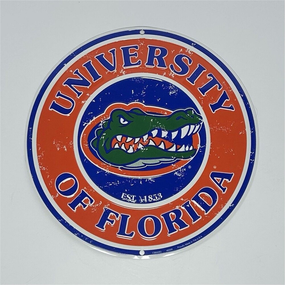 Florida Gators Round Embossed Metal Sign "University of Florida" EST. 1853